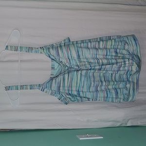 Lands end multicolored striped tankini